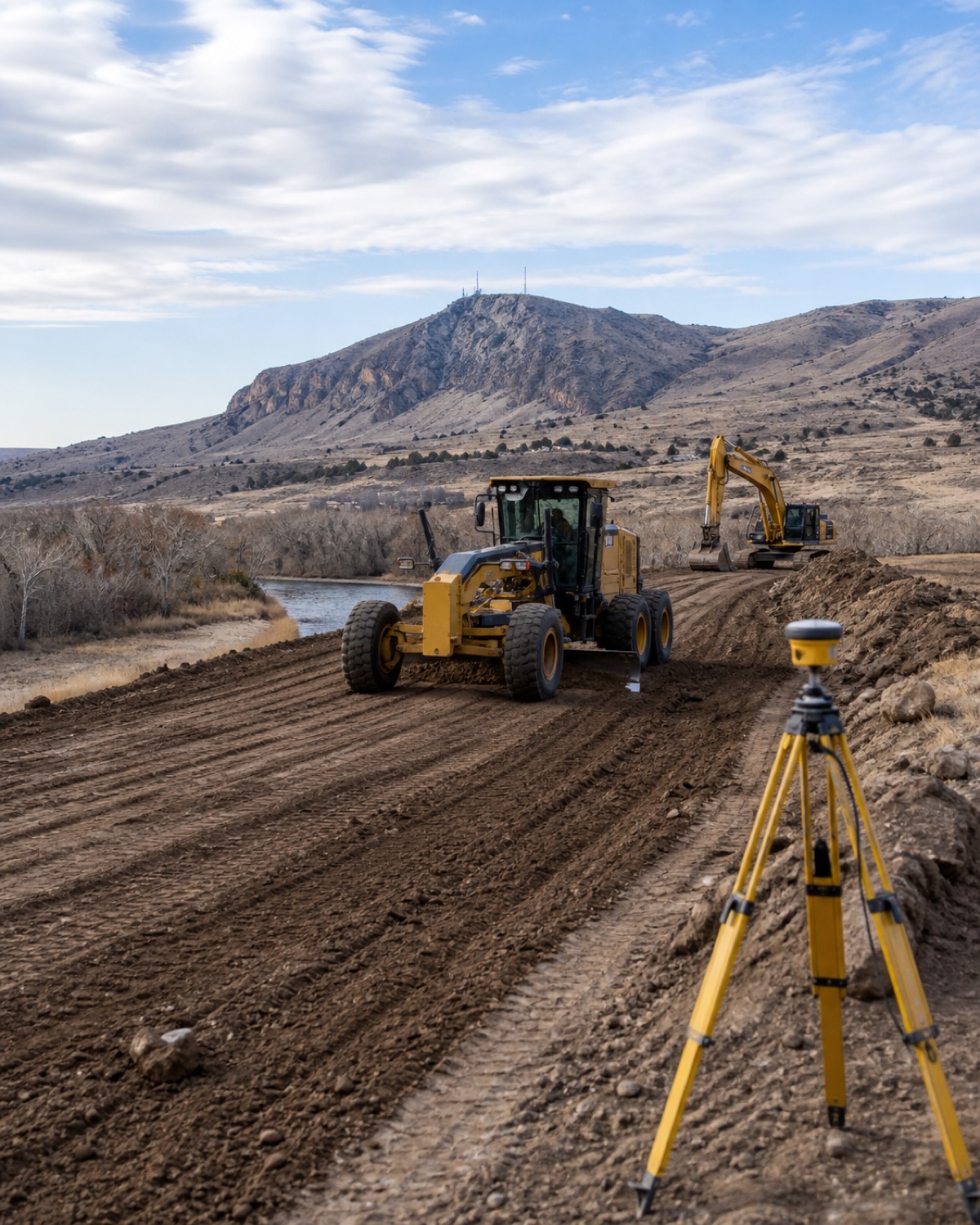 Regional construction terrain and GPS equipment near Casper, WY