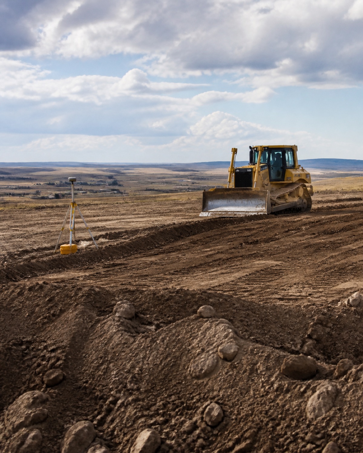 Regional construction terrain and GPS equipment near Cheyenne, WY