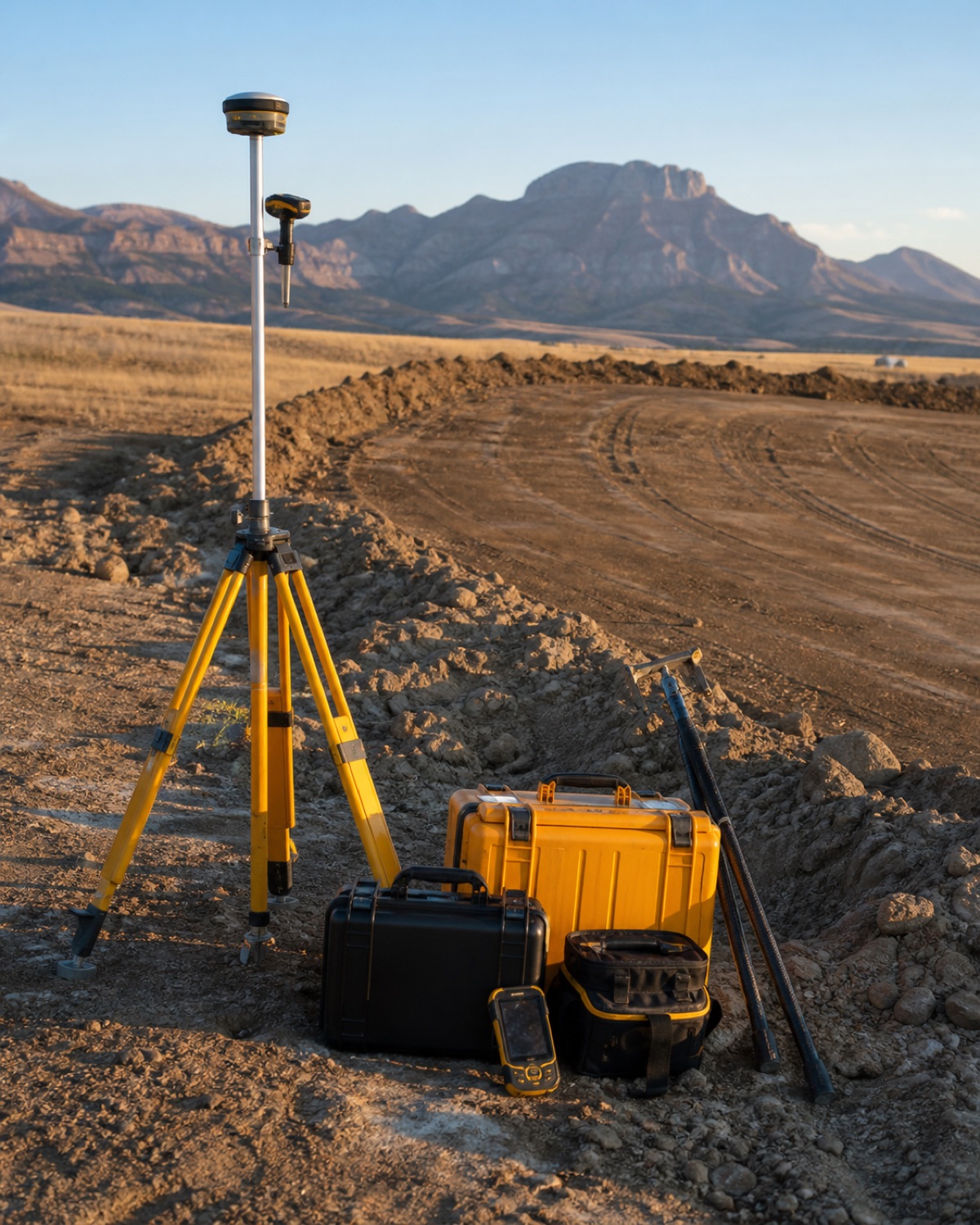 Detailed equipment and field setup used for Construction Job Setup
