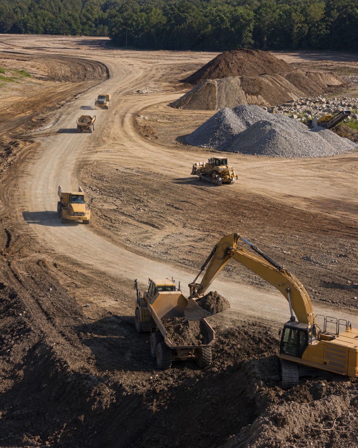 Detailed equipment and field setup used for Construction Management Services