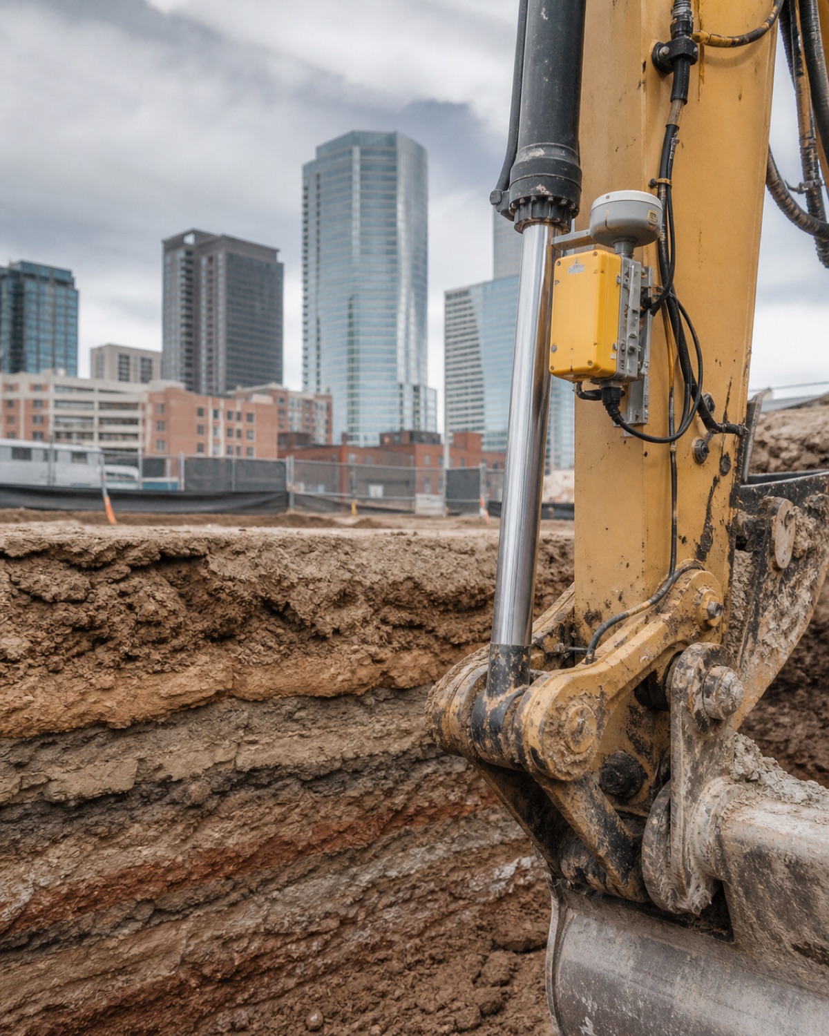 Regional construction terrain and GPS equipment near Denver, CO