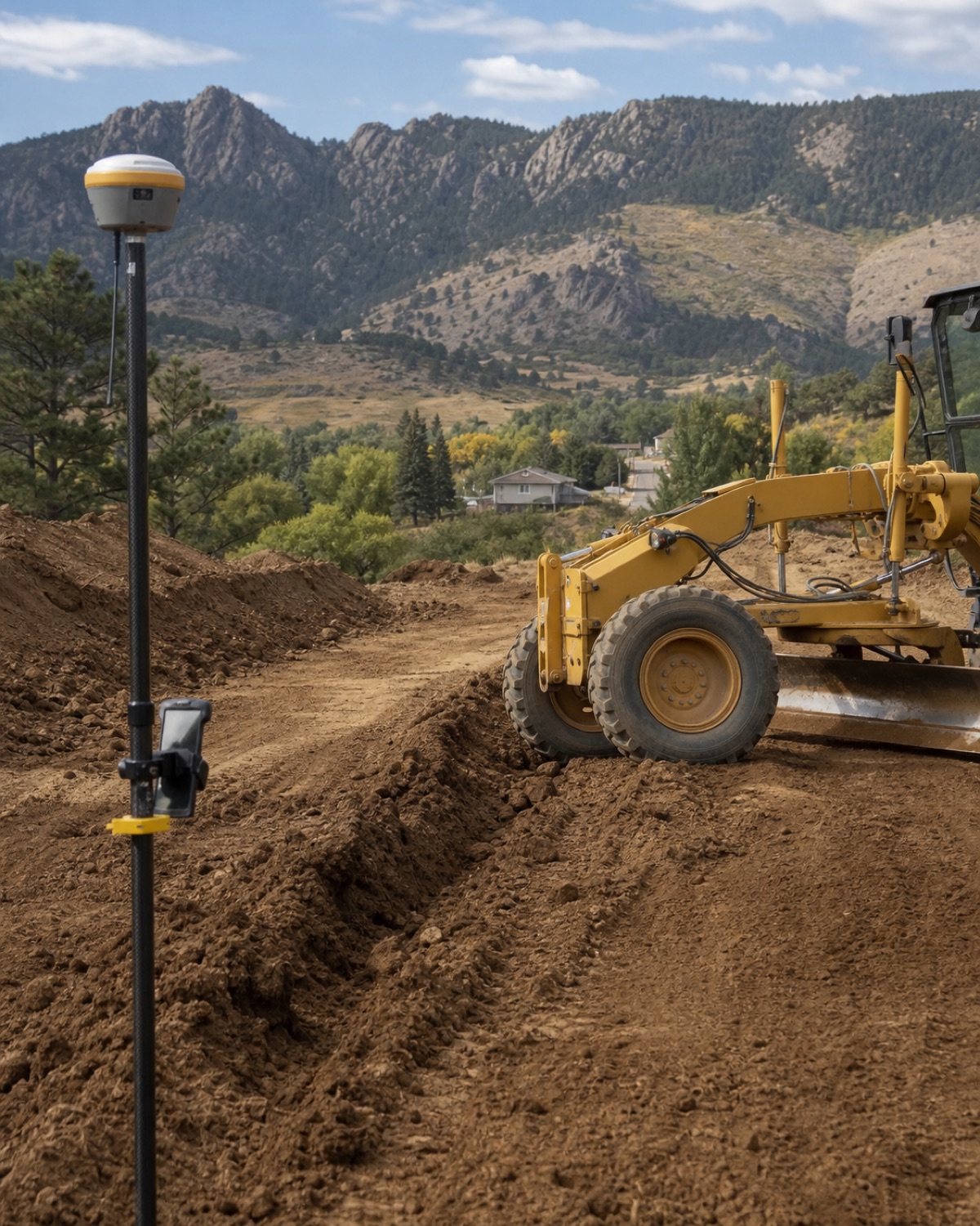 Regional construction terrain and GPS equipment near Fort Collins, CO
