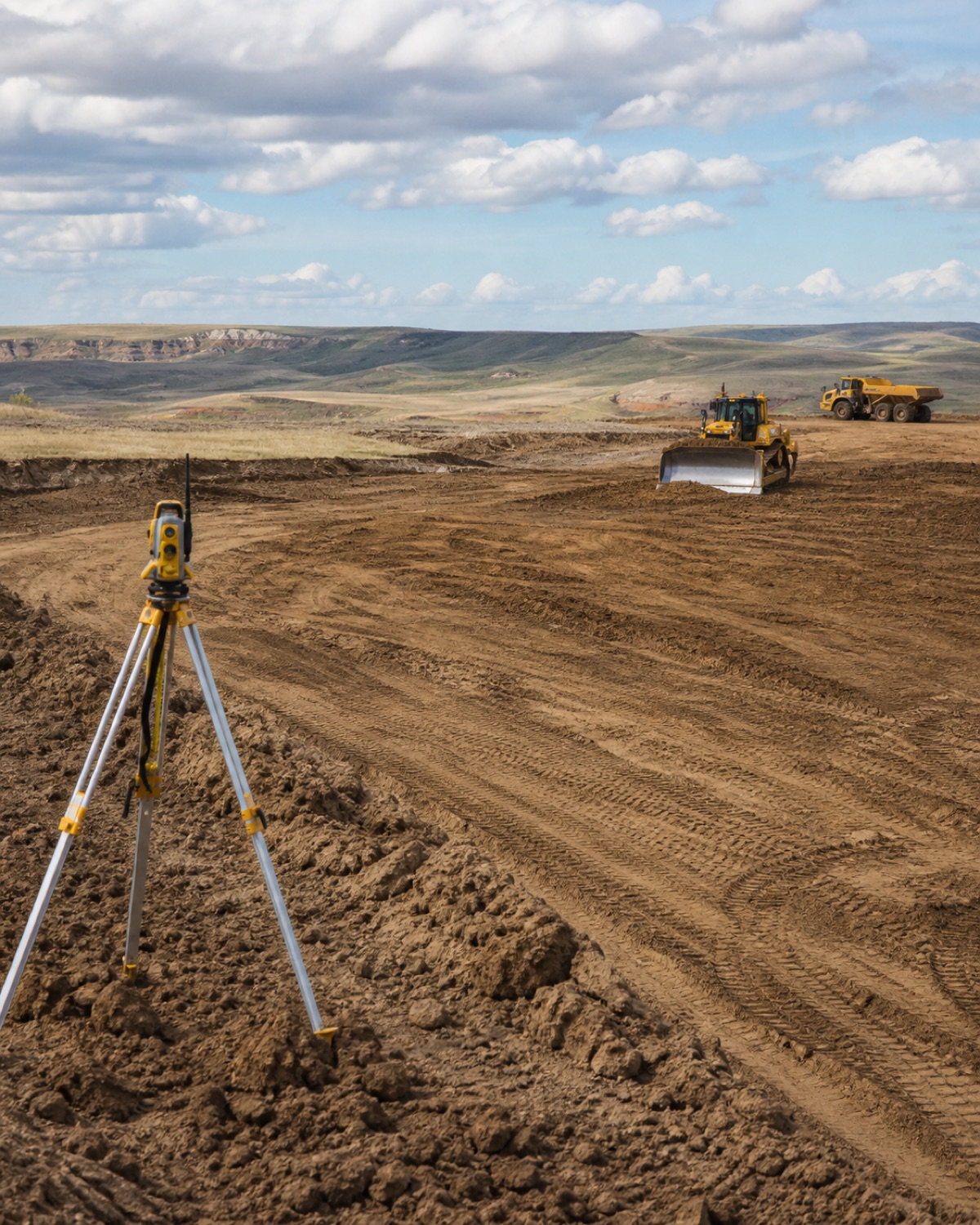 Regional construction terrain and GPS equipment near Gillette, WY