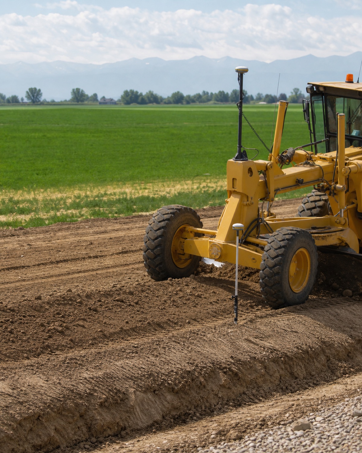 Regional construction terrain and GPS equipment near Greeley, CO