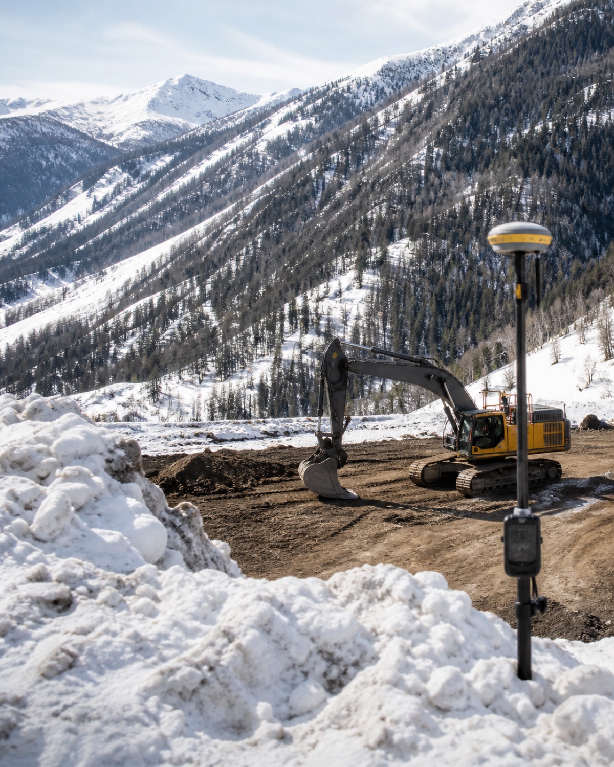 Regional construction terrain and GPS equipment near Jackson Hole, WY