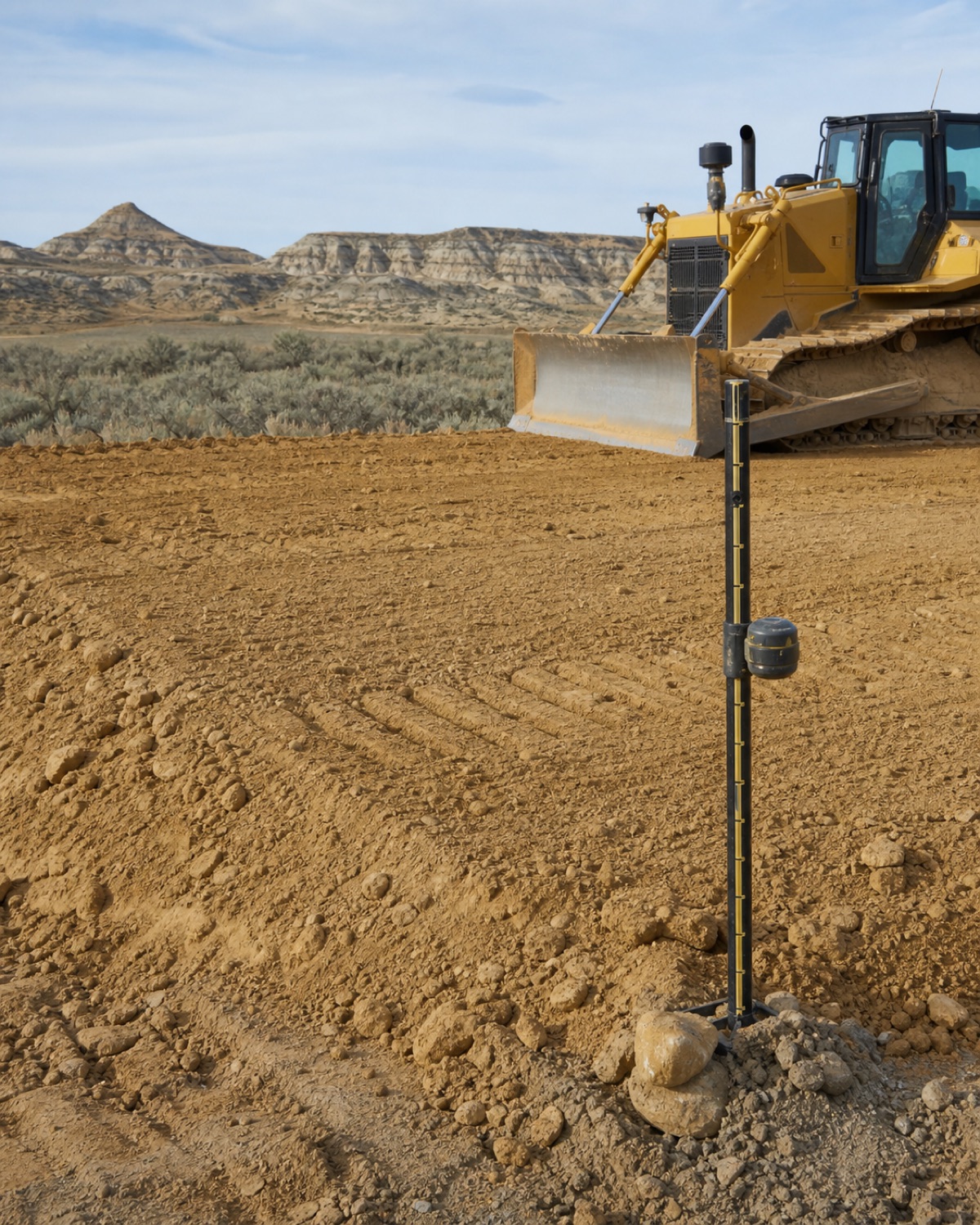 Regional construction terrain and GPS equipment near Worland, WY